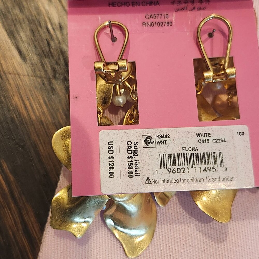 New Kate Spade white Flora statement earrings - Picture 4 of 4